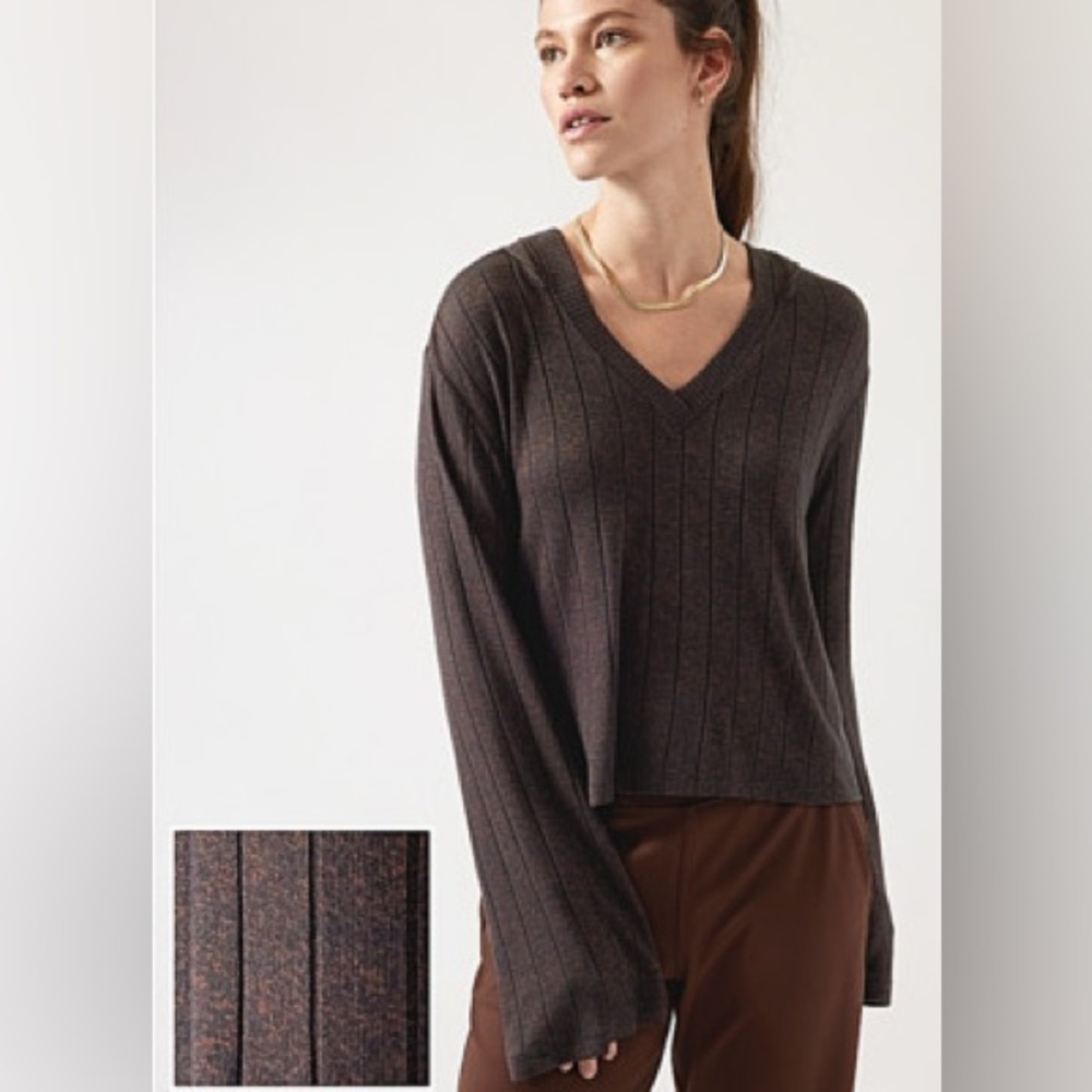 Athleta Harmony Hoodie Lightweight Sweatshirt Mahogany‎ Heather Size Medium